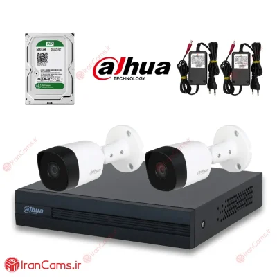 پکیج 2 دوربین مداربسته اقتصادی داهوا 2 مگاپیکسل مدل E2-2B-2MP irancams.ir