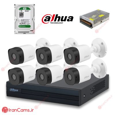 پکیج 6 دوربین مداربسته اقتصادی داهوا 2 مگاپیکسل مدل E1-6B-2MP irancams.ir