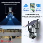 دوربین مداربسته خورشیدی وای فای دید در شب رنگی سیم کارتی 2 لنز موتورایز زوم 10 برابر irancams.ir