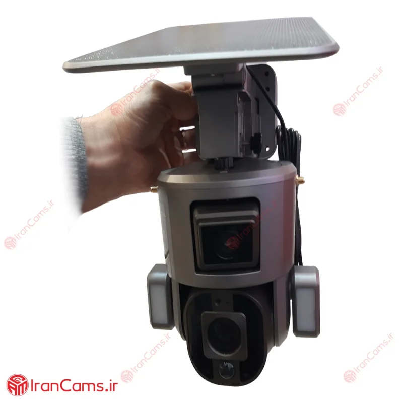 خرید و قیمت دوربین مداربسته سولار خورشیدی وای فای سیمکارتی 2 لنز موتورایز زوم 10X irancams.ir