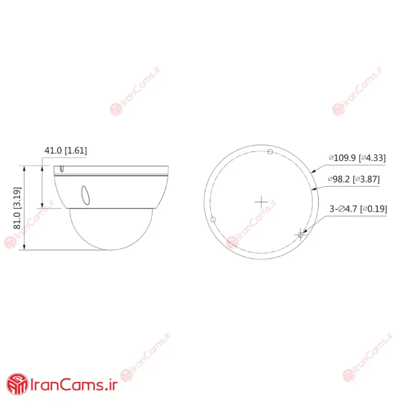مشخصات دوربین مداربسته چهار مگاپیکسل تحت شبکه آی پی IP داهوا HDBW3441EP-AS irancams.ir