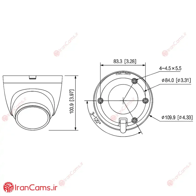 مشخصات و راه اندازی و تنظیمات دوربین دام تحت شبکه میکروفون دار داهوا HDW2230TP-AS irancams.ir