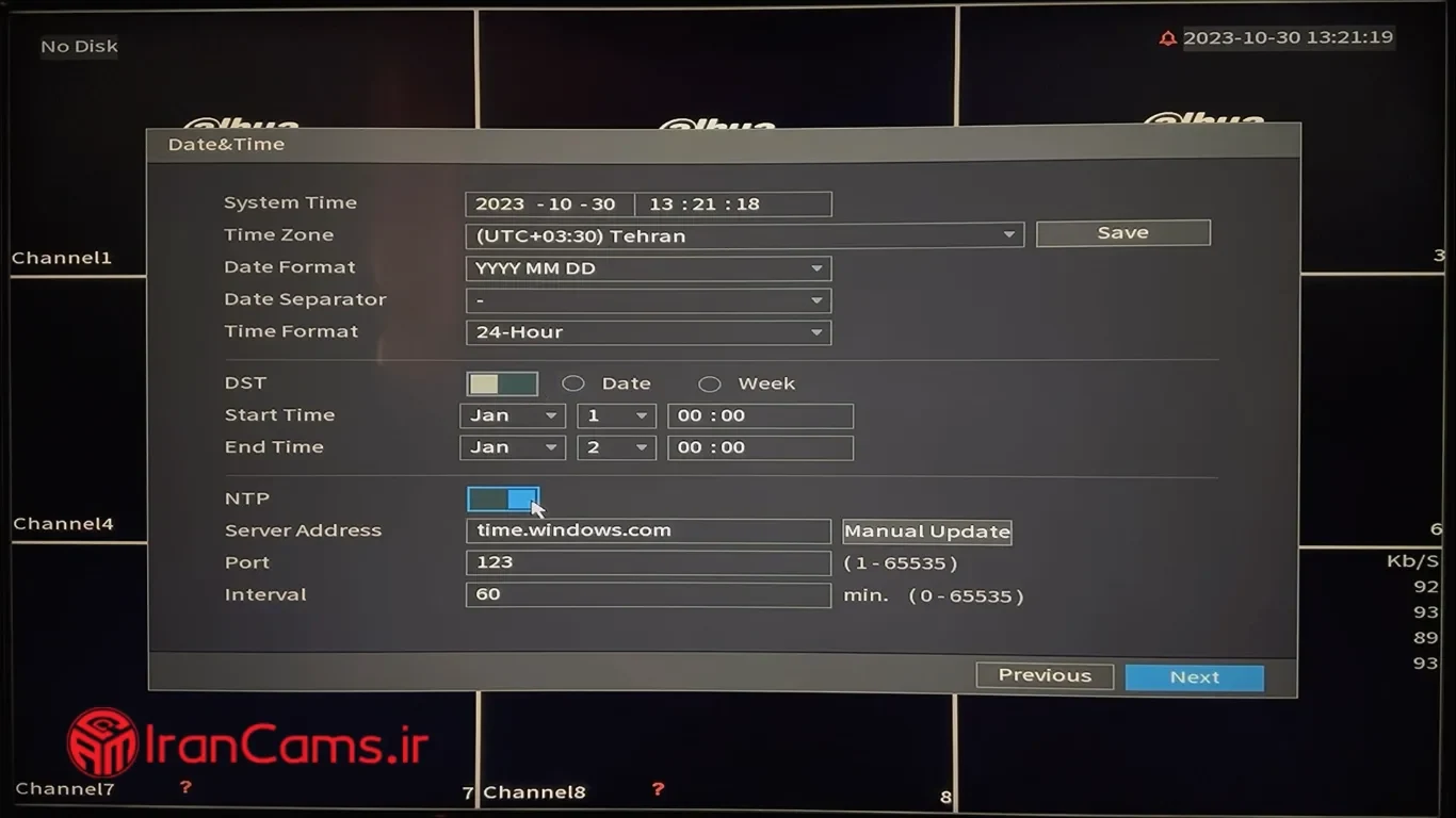 راه اندازی دستگاه XVR-DVR داهوا irancams.ir