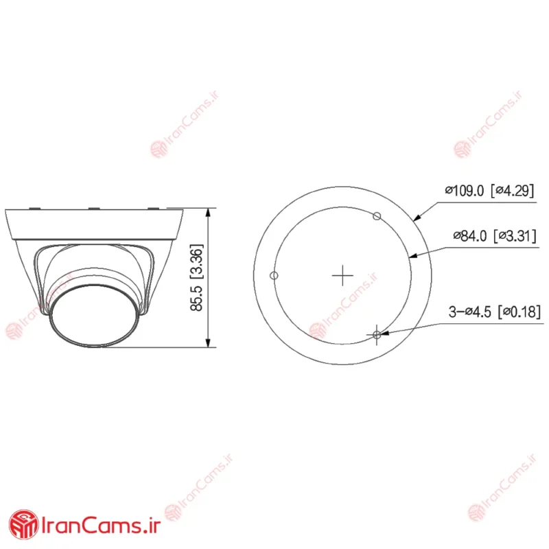 نصب دوربین مداربسته 2 مگاپیکسل تحت شبکه داهوا Dahua DH-IPC-HDW1230T1-S5 irancams.ir