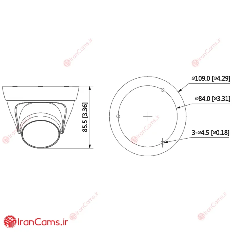 مشخصات دوربین مداربسته دید در شب رنگی شبکه داهوا DH-IPC-HDW1239T1-LED-S5 irancams.ir