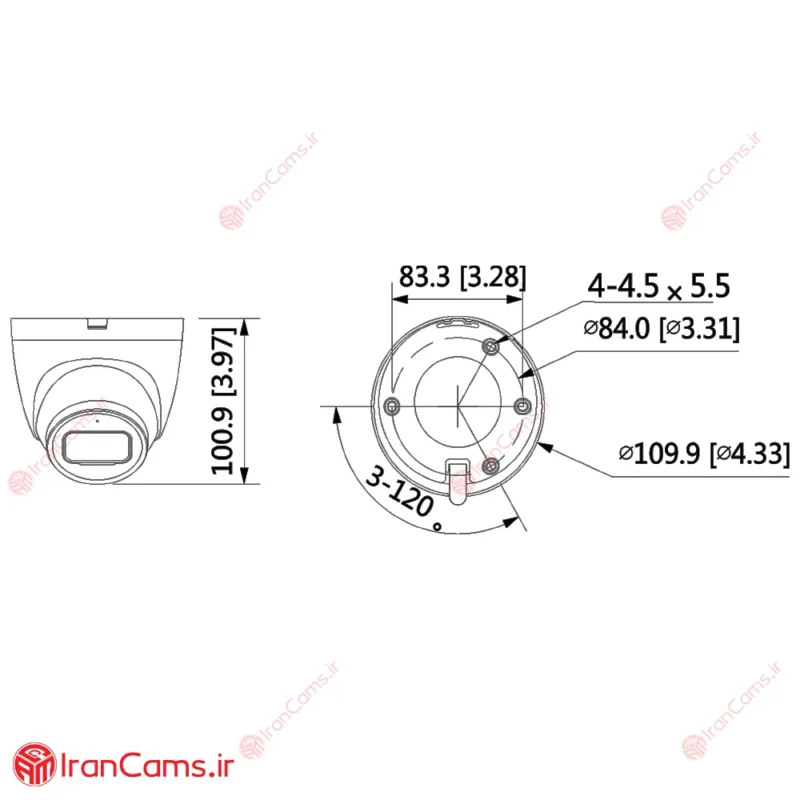 دوربین مداربسته تحت شبکه IP میکروفون دار 8 مگاپیکسل استارلایت داهوا DH-IPC-HDW2831TP-AS irancams.ir