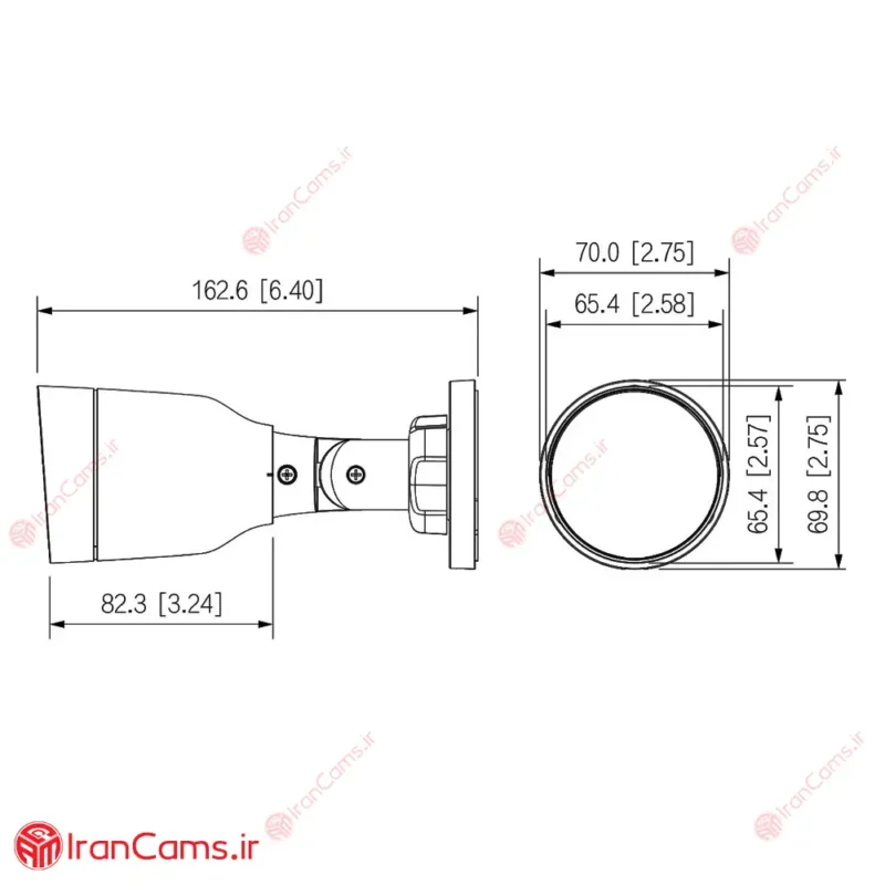 مشخصات دوربین مداربسته تحت شبکه IP آی پی داهوا DH-IPC-HFW1230S1-A-S4 irancams.ir