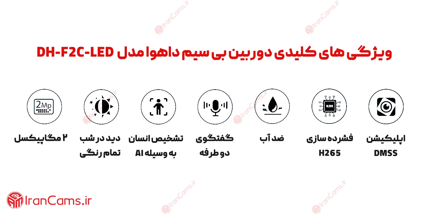 دوربین مداربسته بی سیم داهوا DH-F2C-LED