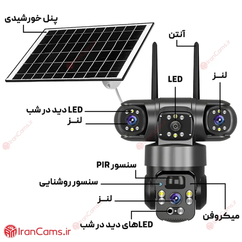 دوربین سیمکارتی خورشیدی 12 مگاپیکسل 3 لنز O-KAM PRO مدل TZ3