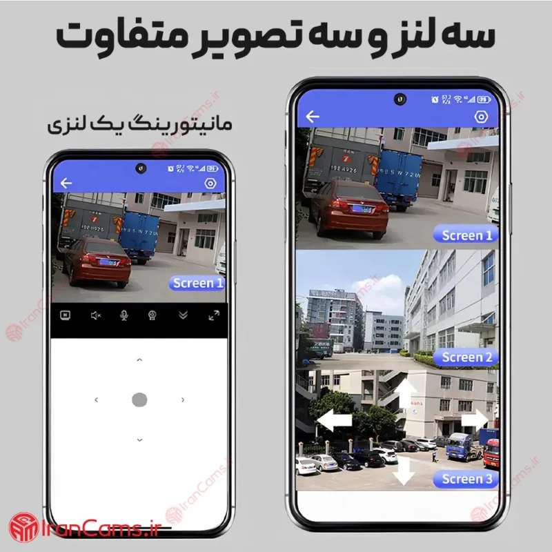 دوربین مداربسته بیسیم سیمکارتی سه لنز