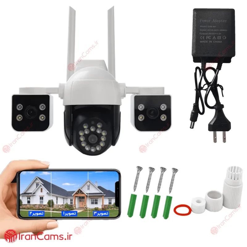 دوربین سیم کارت خور 12 مگاپیکسل 3 لنز V380 مدل V380-QD22G-4G