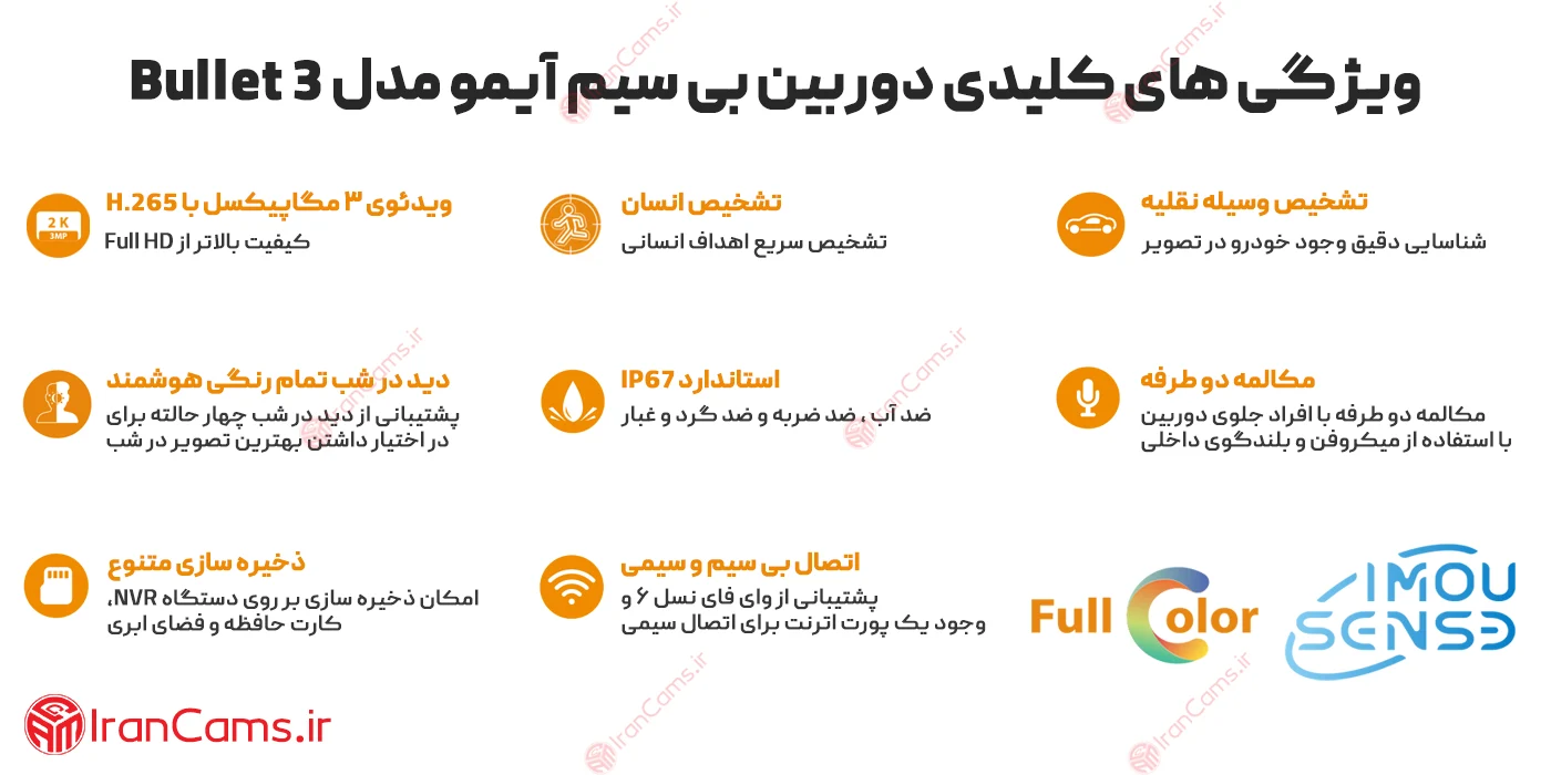مشخصات دوربین آیمو 3 مگاپیکسل Imou Bullet 3 3MP