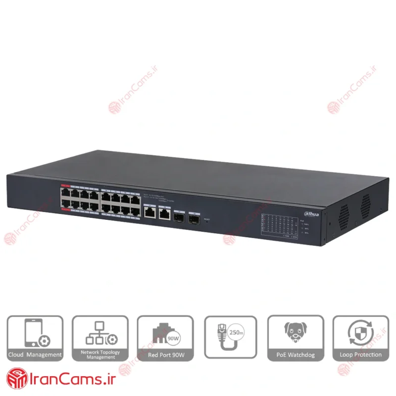 سوییچ شبکه 18 پورت PoE داهوا DH-CS4218-16ET-135