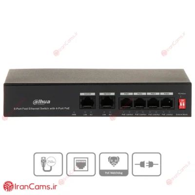 سوییچ شبکه 6 پورت PoE داهوا DH-PFS3006-4ET-36