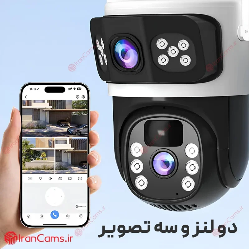 دوربین خورشیدی سیمکارتی دو لنز 8 مگاپیکسل V380 مدل T8 9 دوربین خورشیدی سیمکارتی دو لنز 8 مگاپیکسل V380 مدل T8