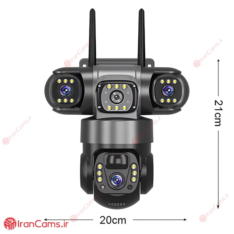 دوربین خورشیدی سیمکارتی 3 لنز 12 مگاپیکسل V380 مدل VTS28-G 12 قیمت دوربین سولار سه لنز V380