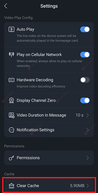 تنظیمات نرم افزار DMSS داهوا پاک کردن کش