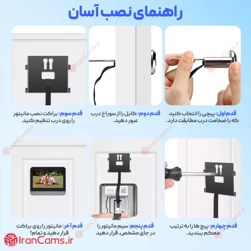 دوربین چشمی درب مانیتور دار ED-300PD 15 نصب دوربین چشمی درب مانیتور دار