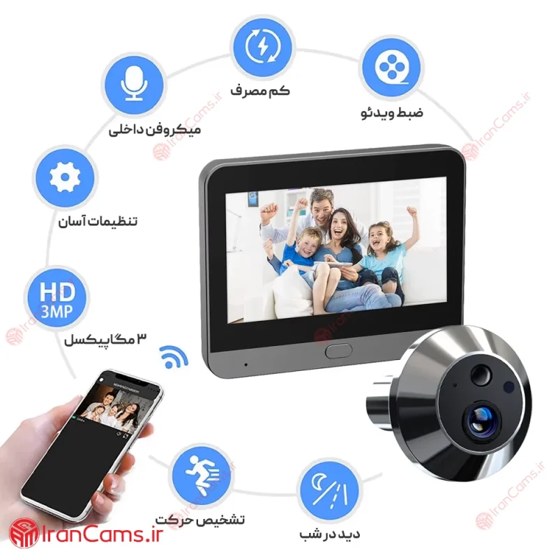 دوربین چشمی درب مانیتور دار ED-300PD 11 دوربین چشمی درب دیجیتال مانیتور دار ED-300PD