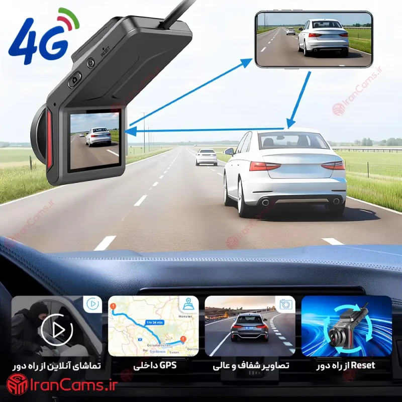 خرید دوربین ثبت وقایع خودرو سیم کارتی 2 لنز مدل K18