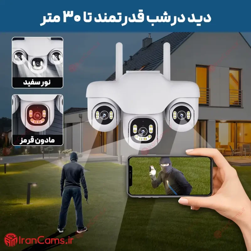 دوربین سیمکارتی سه لنز موتوردار 12 مگاپیکسل V380 Pro مدل SC31-G-L-4G 5 بهترین برند دوربین سیم کارتی