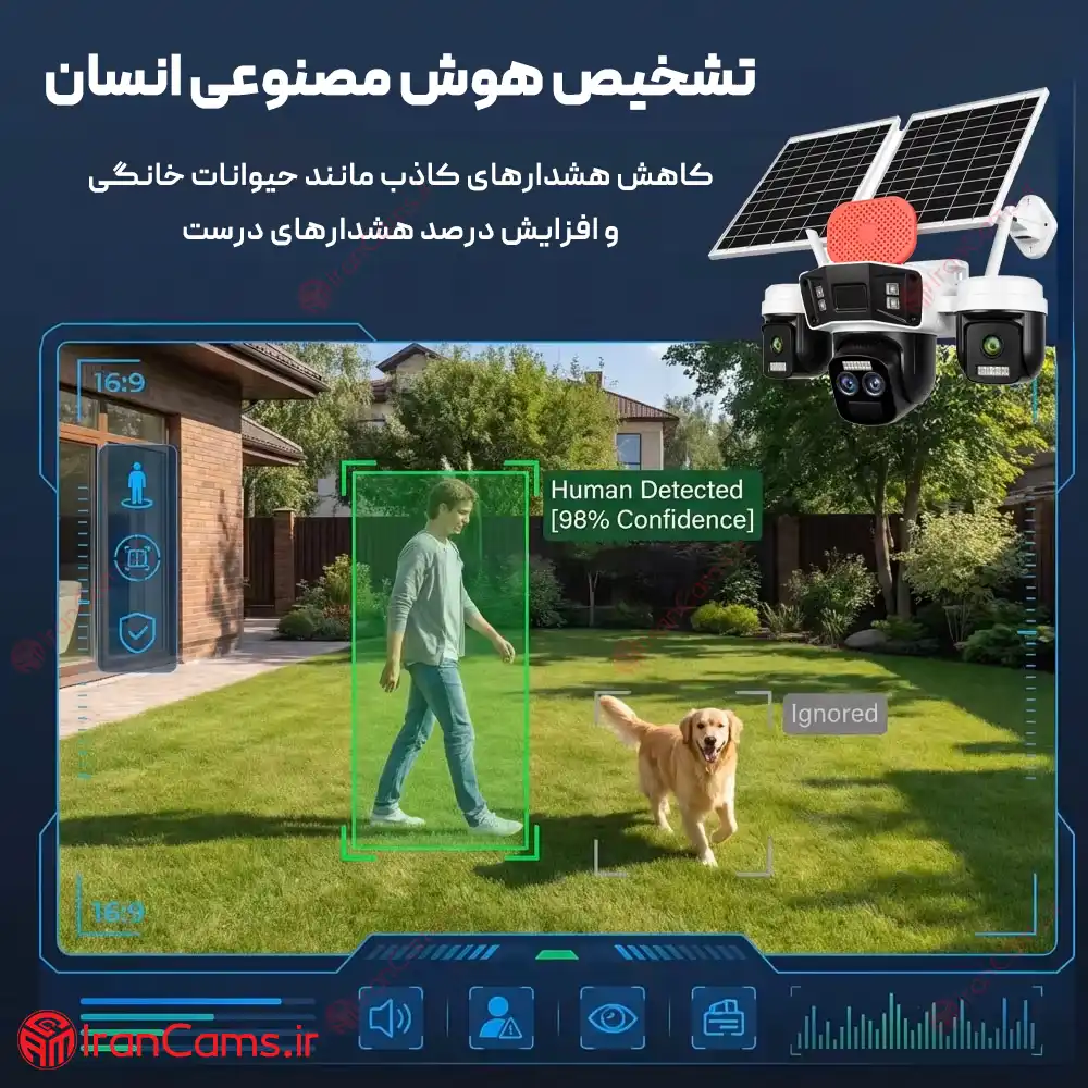دوربین سیمکارتی خورشیدی سه لنز 12 مگاپیکسل زوم دار O-KAM PRO مدل TZ10 15 قیمت دوربین خورشیدی okam