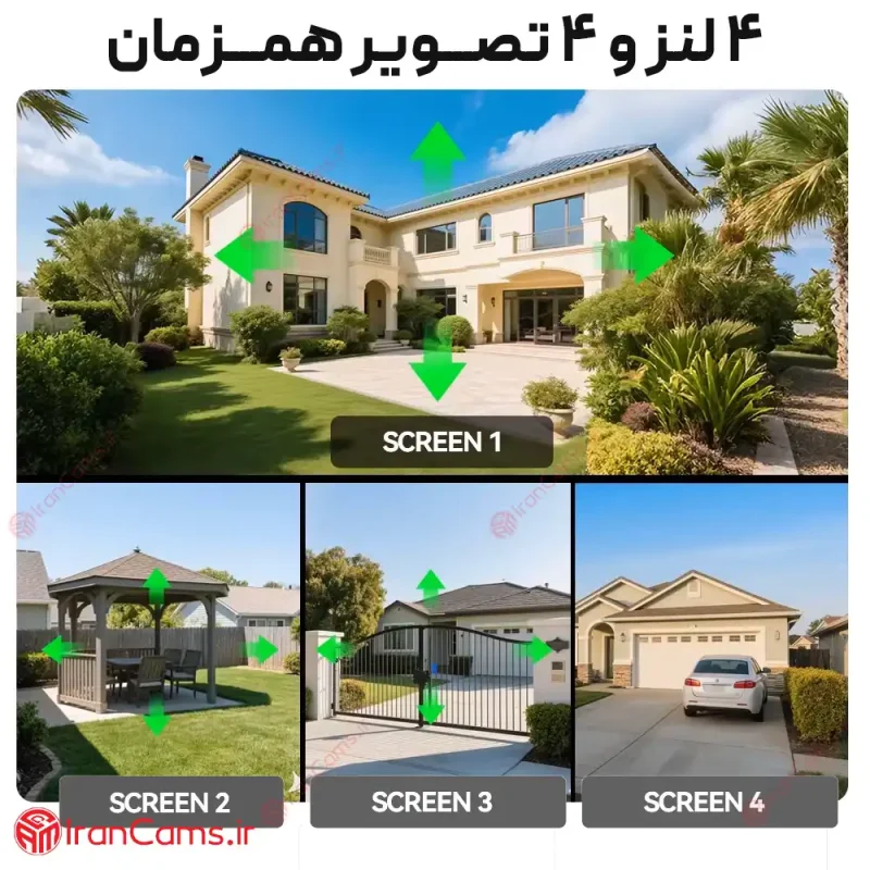 دوربین خورشیدی سیم کارتی 4 لنز 16 مگاپیکسل O-KAM PRO مدل S45 3 قیمت دوربین سولار خورشیدی 4 لنز