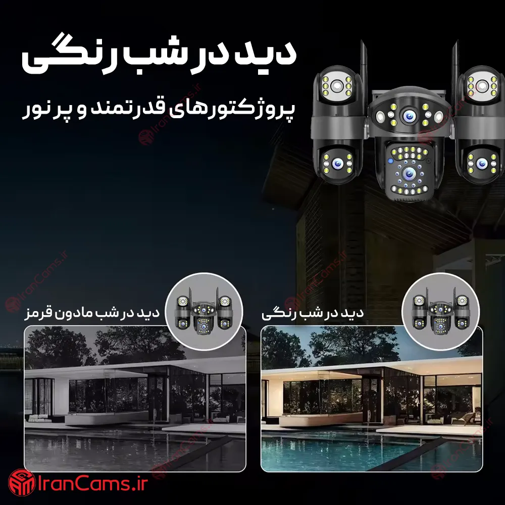 دوربین سیم کارتی 3 لنز 12 مگاپیکسل O-KAM PRO مدل WQQ868-WP 27 پشتیبانی دوربین اوکم