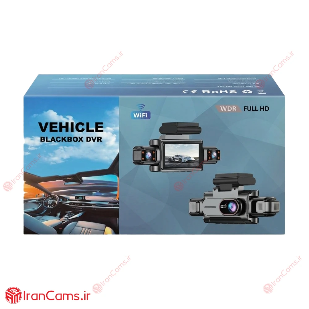 دوربین ثبت وقایع خودرو 360 درجه وای فای 4 لنز مانیتوردار مدل 4K-FI 30 دوربین ثبت وقایع 4 لنزه 360 درجه وای فای